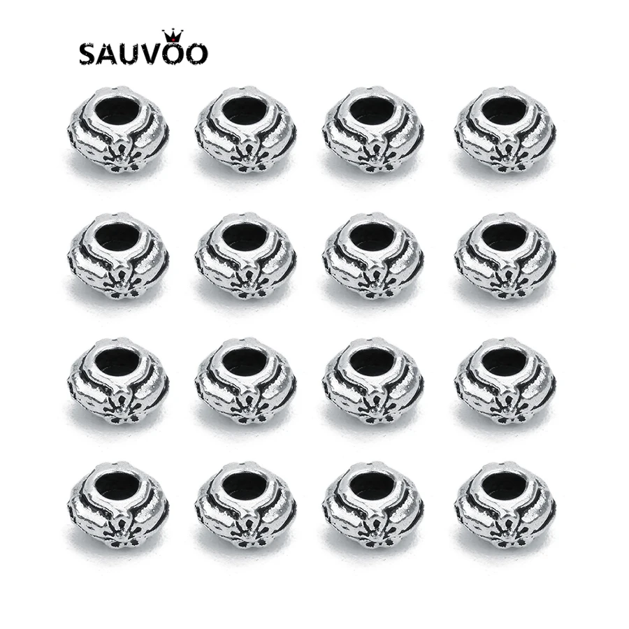 

100 круглые бусины из древнего серебряного сплава с большим отверстием, бусины россыпью 6*4 мм, большое отверстие 2,5 мм для браслетов, ожерелий,...