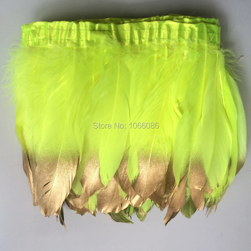 

20yard bright yellow Goose Feathers Fringe Trimming Dyed Goose Feather Ribbons Dress Skirt Party Clothing Decoration DIY Crafts