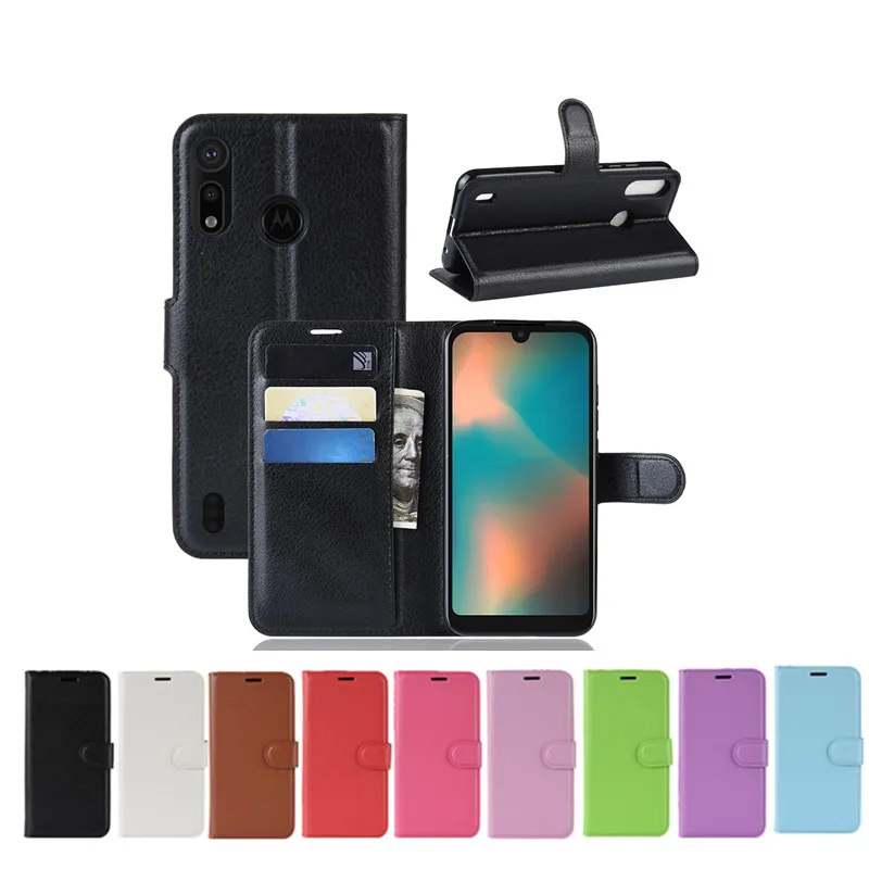 

10pcs/lot Litchi Grain Flip PU Leather Phone Case For Moto E6 Plus One Zoom P40 Power Play G7 Plus Vision E5 Play GO P30 Note