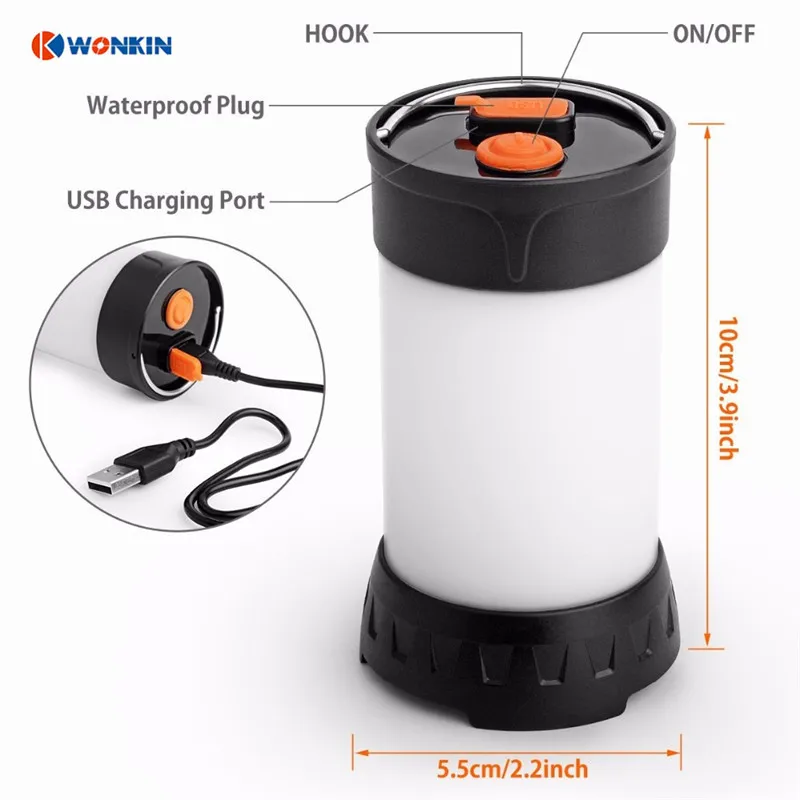 Led Camping Light Rechargeable Portable Lantern Flashlight USB Outdoor waterproof IPX7 Magnetic | Освещение