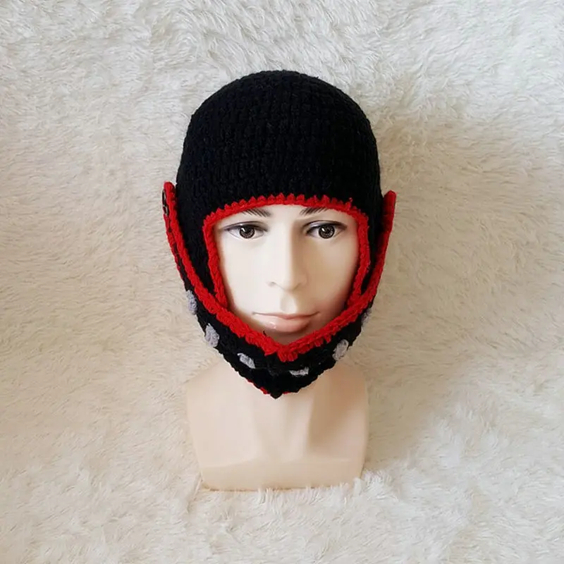Мужская вязаная рыцарская шапка зимняя Балаклава для нанесения маски на лицо