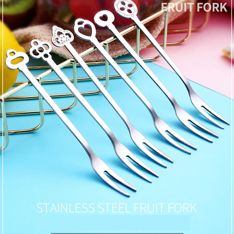 6 шт./компл. кухонные принадлежности из нержавеющей стали для фруктов вилки в