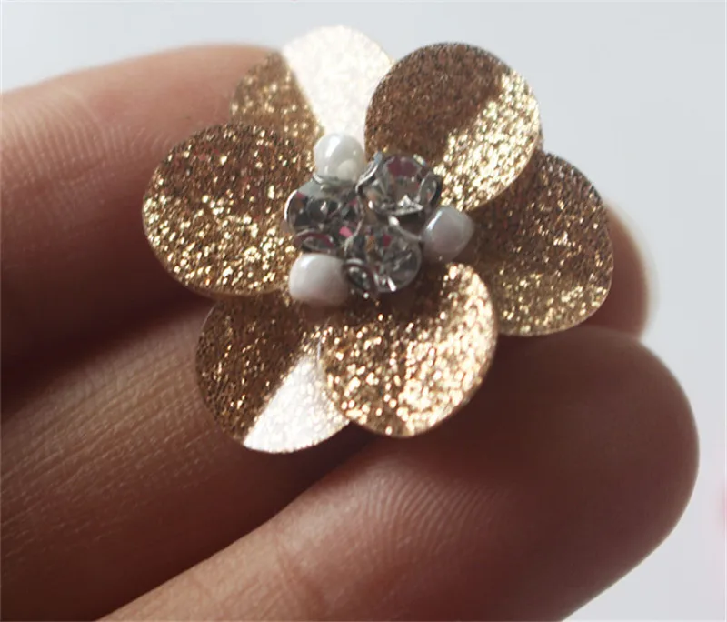2.4cm Champagne AHYONNIEX 10 шт. Пришивные 2,5 см Цветочные нашивки Стразы с бусинами аппликация Бисероплетение Блестки аппликация Одежда, обувь, сумки DIY - Цвет: 2.4cm Champagne