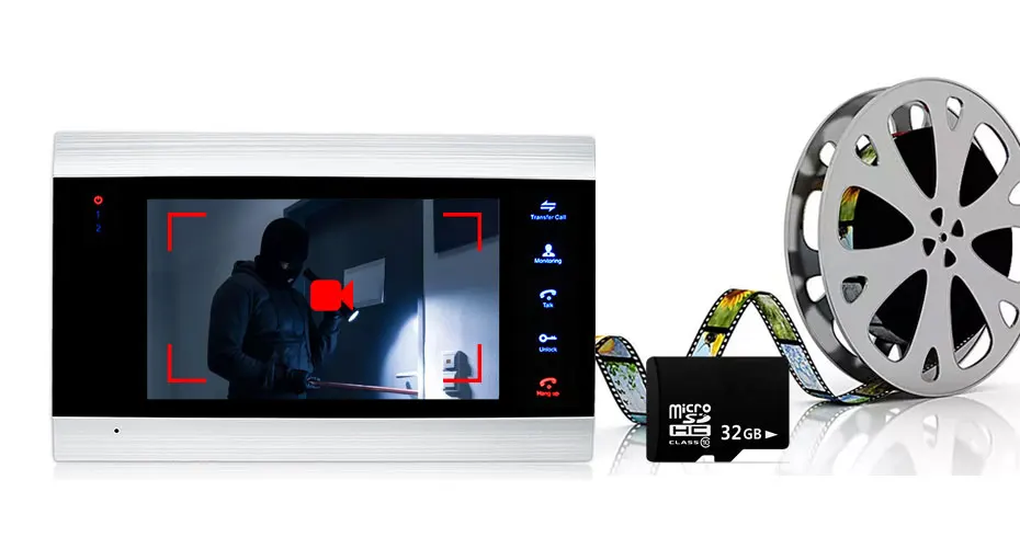 Homefong 1200TVL HD видеодомофон домофон с дверной звонок с записью данных камера широкий угол обнаружения движения ночное видение