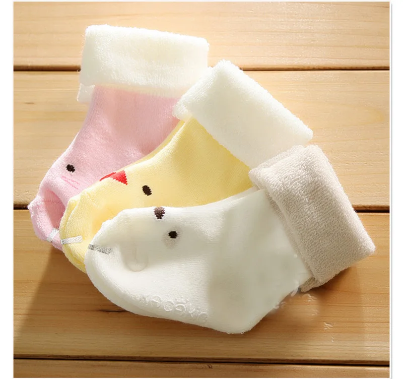 Осенне-зимние хлопковые милые детские носки унисекс с рисунком