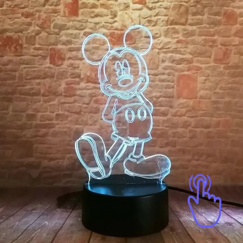 Touch Switch 1 Микки Маус, вечерние, Ночной светильник, 3D светодиодный, 7 цветов, меняющий сон, светильник minie e, Микки Маус, мультяшный, фигурный светильник, игрушки для малышей - Цвет: Touch Switch 1