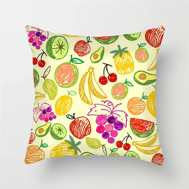 Скандинавская Геометрическая наволочка Fuwatacchi с принтом фруктов и животных для