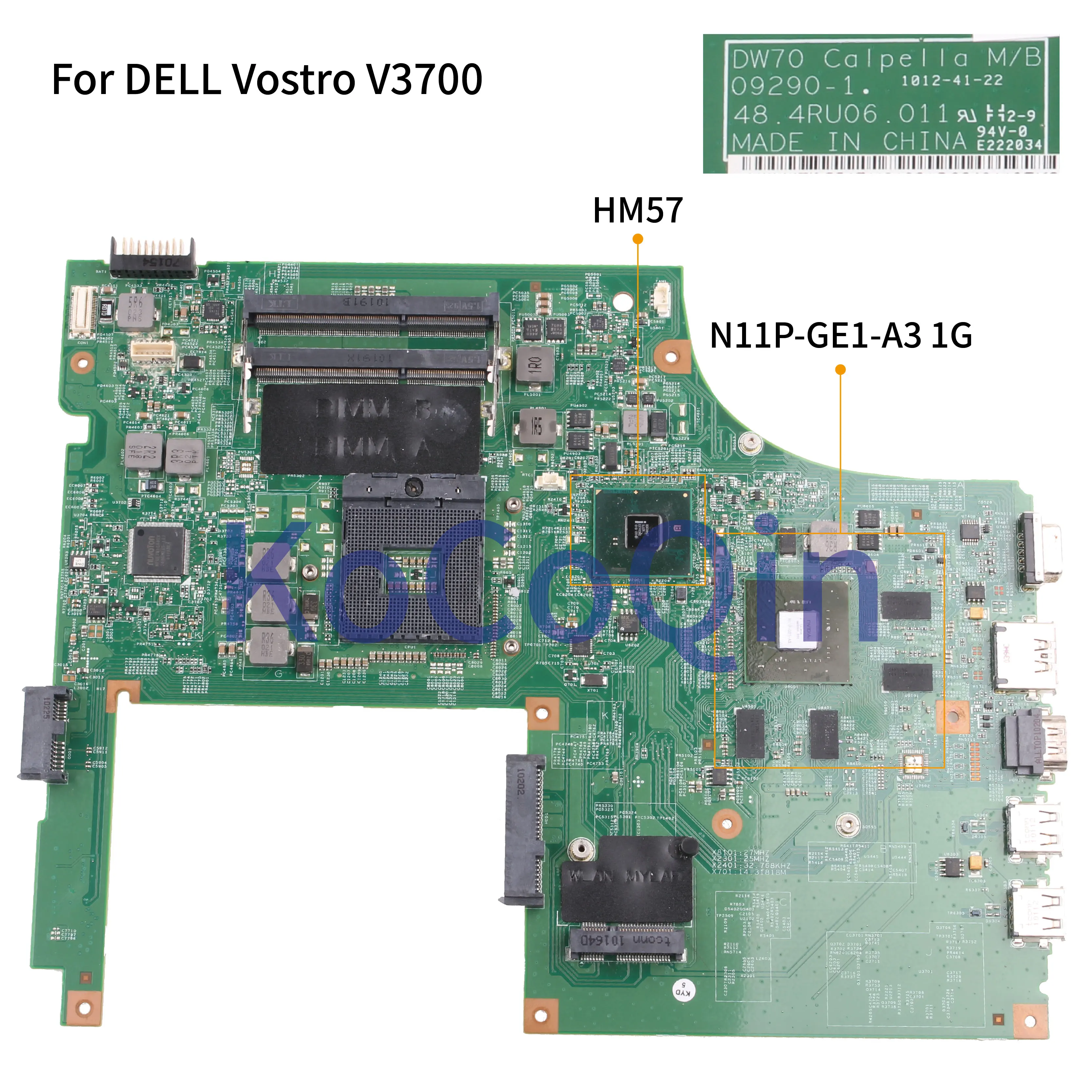 KoCoQin материнская плата для ноутбука DELL Vostro 3700 V3700 HM57 CN 0K84TT 09290 1 48.4RU06.011|Материнские