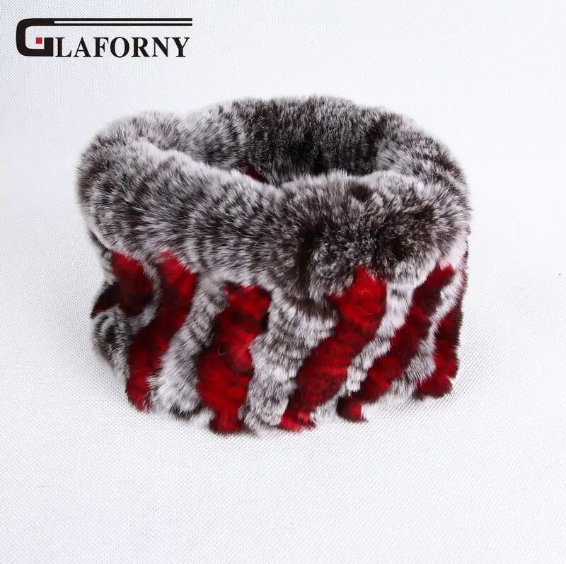 Glaforny, вязаный шарф из кроличьего меха, кольцо,, настоящий кролик рекс, повязки для волос, женская зимняя мода, меховое ожерелье, 35 цветов - Цвет: red coffee