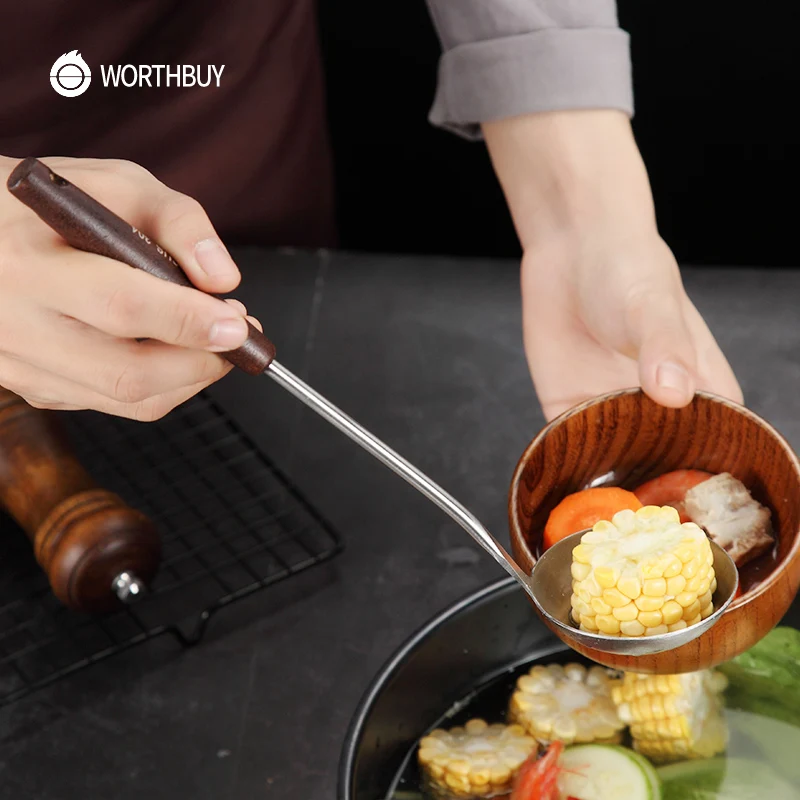 WORTHBUY 304 нержавеющая сталь суповые ковши кухонная утварь с нескользящей