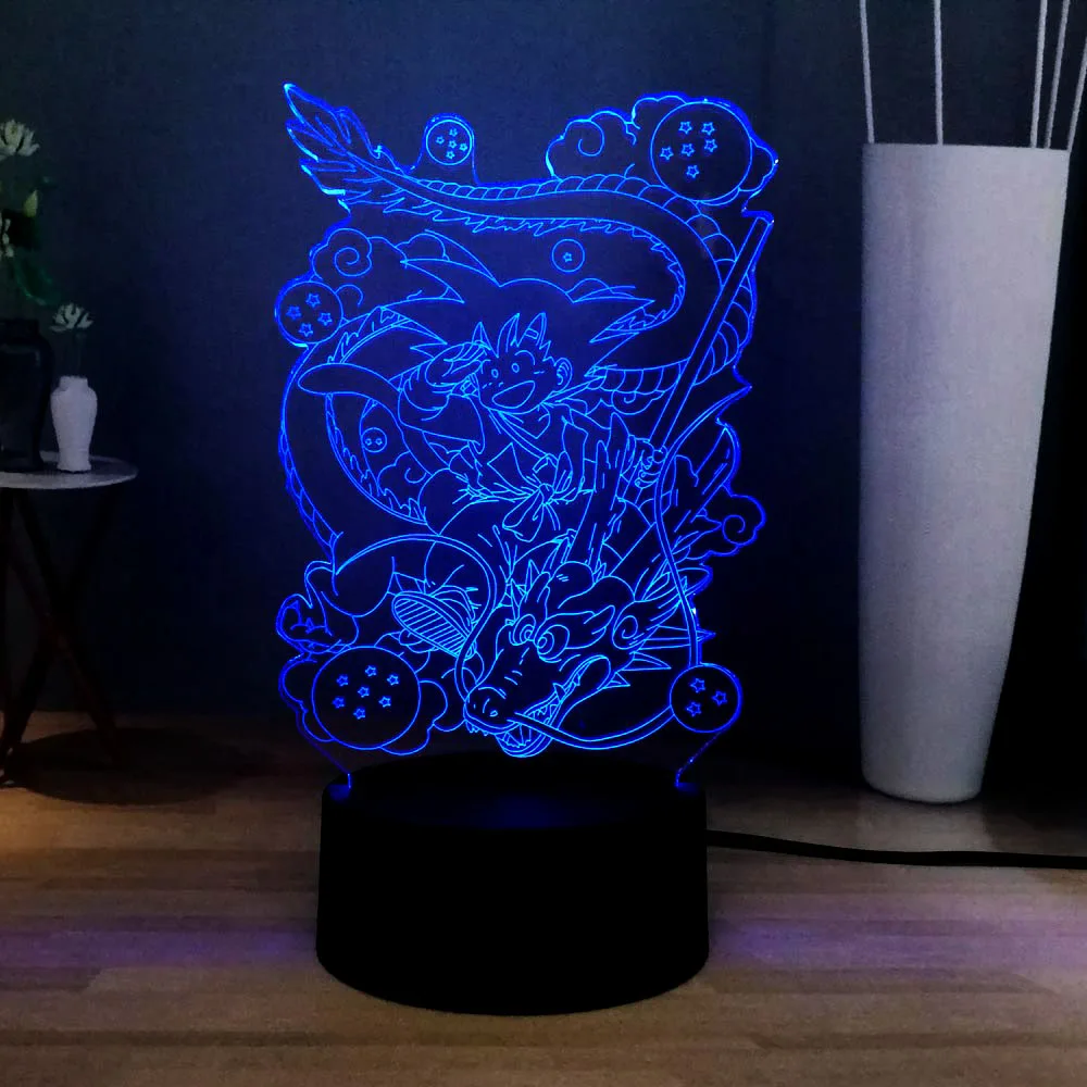 Акриловые семь Dragon Ball фигурка крутой Гоку 3D LED дом Атмосфера RGB прикроватный USB