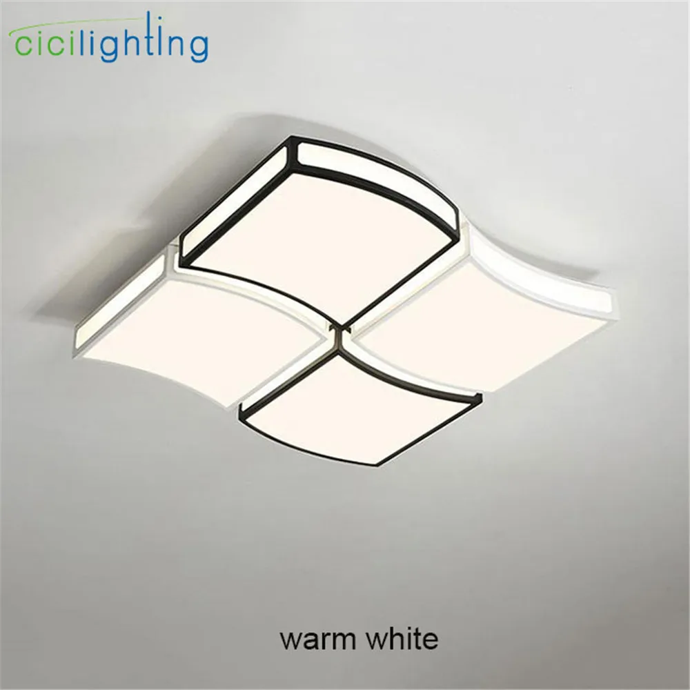 Modern ceiling lights for bedroom dining room 48W 64W black and white window decor led lamp art wave home lighting | Лампы и освещение