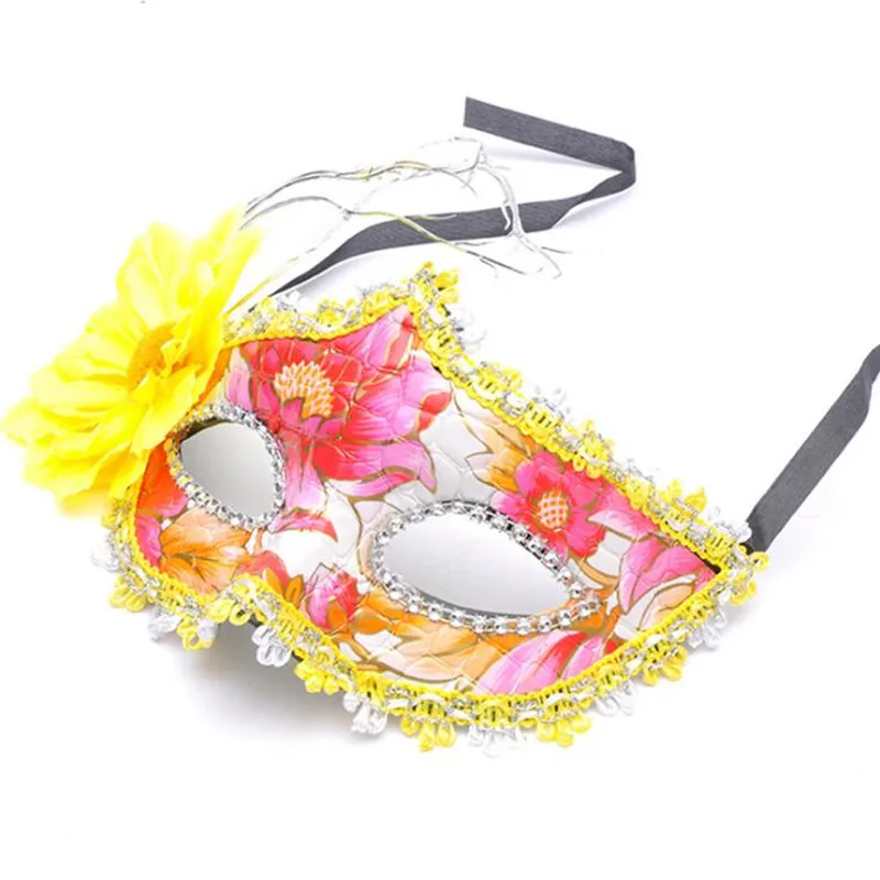 

Women Girls Flower Leather Mask Venice Princess Masks Masquerade Props Carnival Dress Party Decor Halloween Christmas