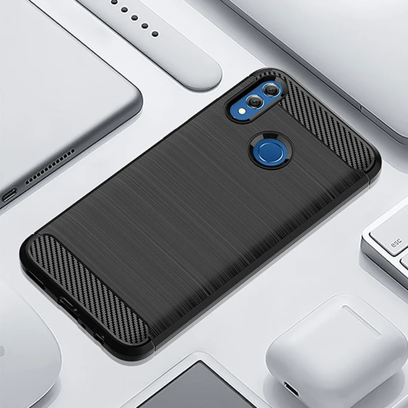 Чехол для Huawei P Smart 2019 мягкий силиконовый матовый чехол из углеродного волокна