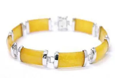 

Nice yellow jade chain K GP Link Bracelet 7.5" AAA