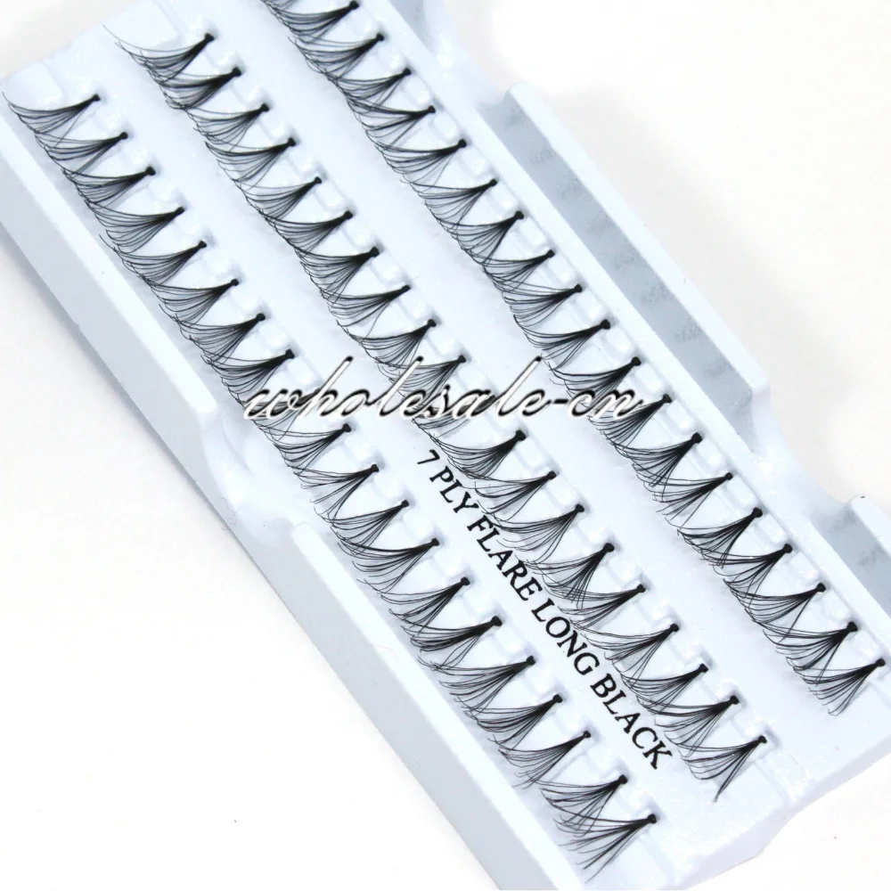 

60 Pcs 1 Box False Eyelash Individual Lashes 7 PLY Flare Knot Black 8/10/12mm