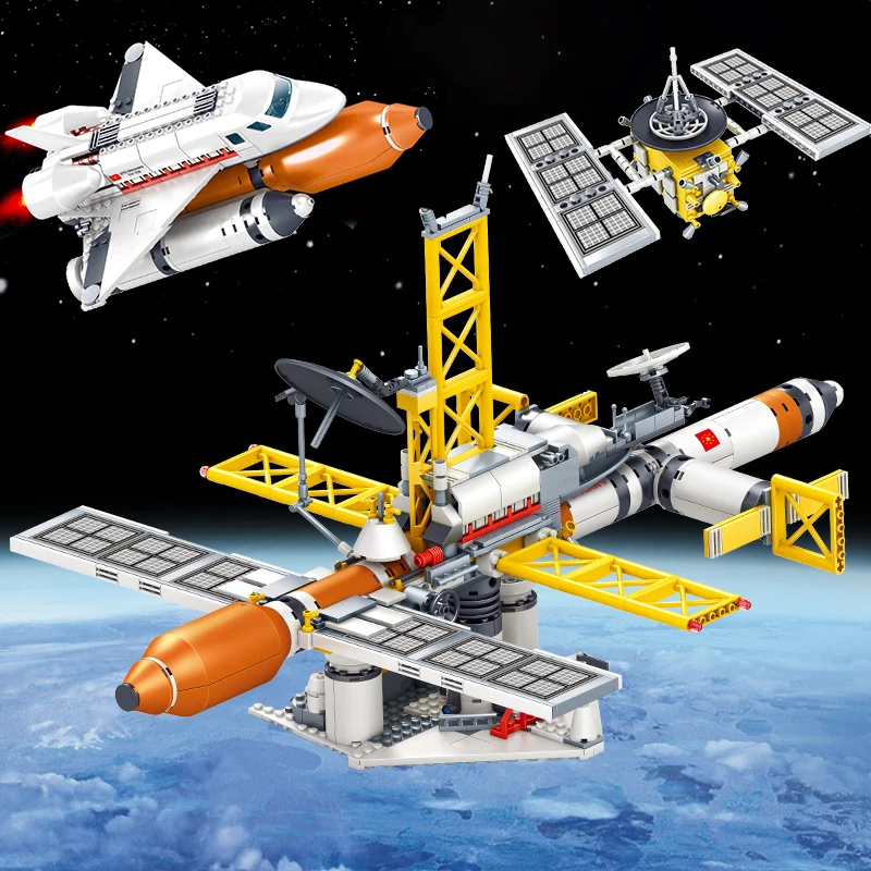 3 в 1 Spaceport пространство ракета спутник строительные блоки город Детские кубики