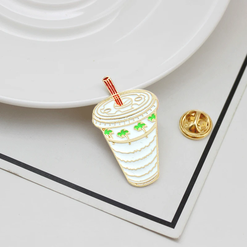 Милый напиток брошь &quotчашка&quot булавка значок Эмаль Булавка мини кокосовый