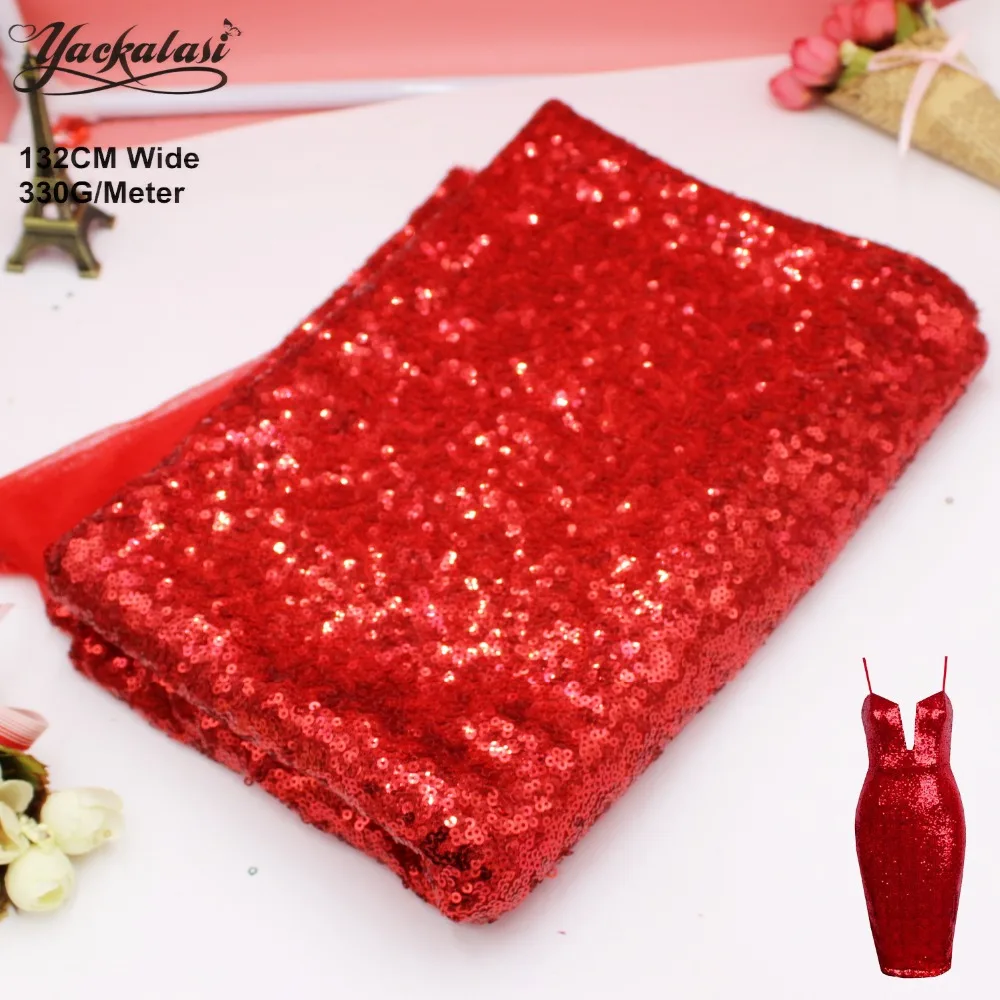Кружевная ткань с блестками YACKALASI Китайская красная вышитая блестящая ночное