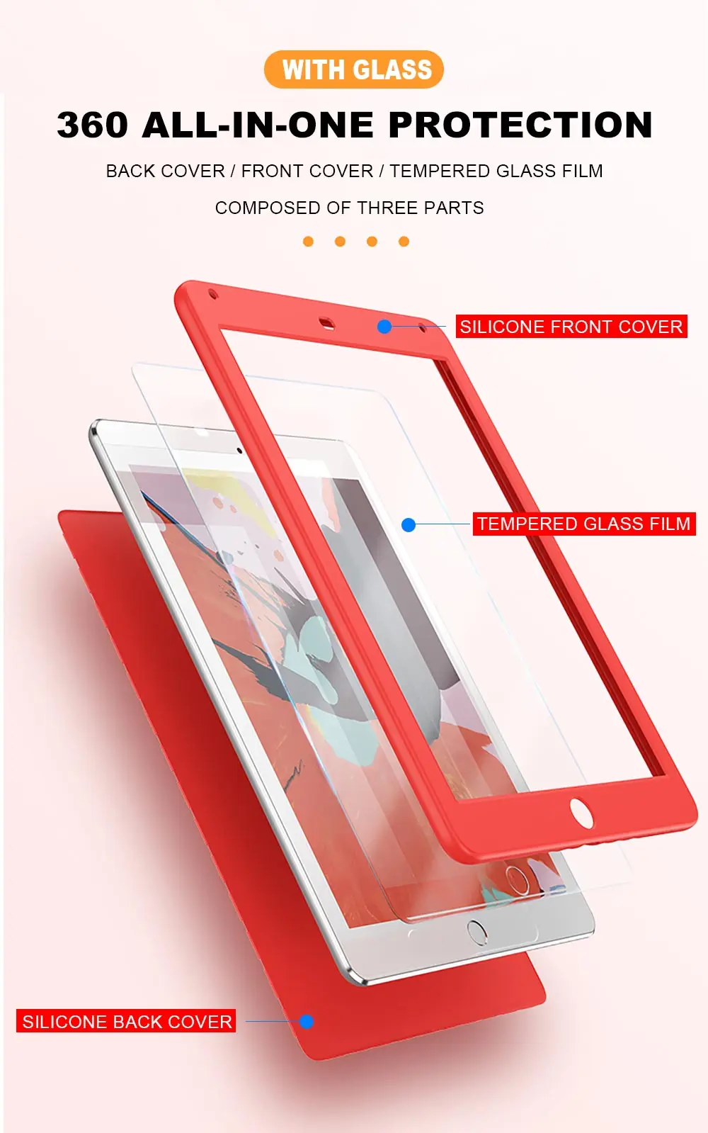 360 Полный Защитный чехол для нового iPad 9,7 5th 6th принципиально Ultra Slim с Стекло силиконовый мягкий чехол для iPad воздуха 2 Чехол