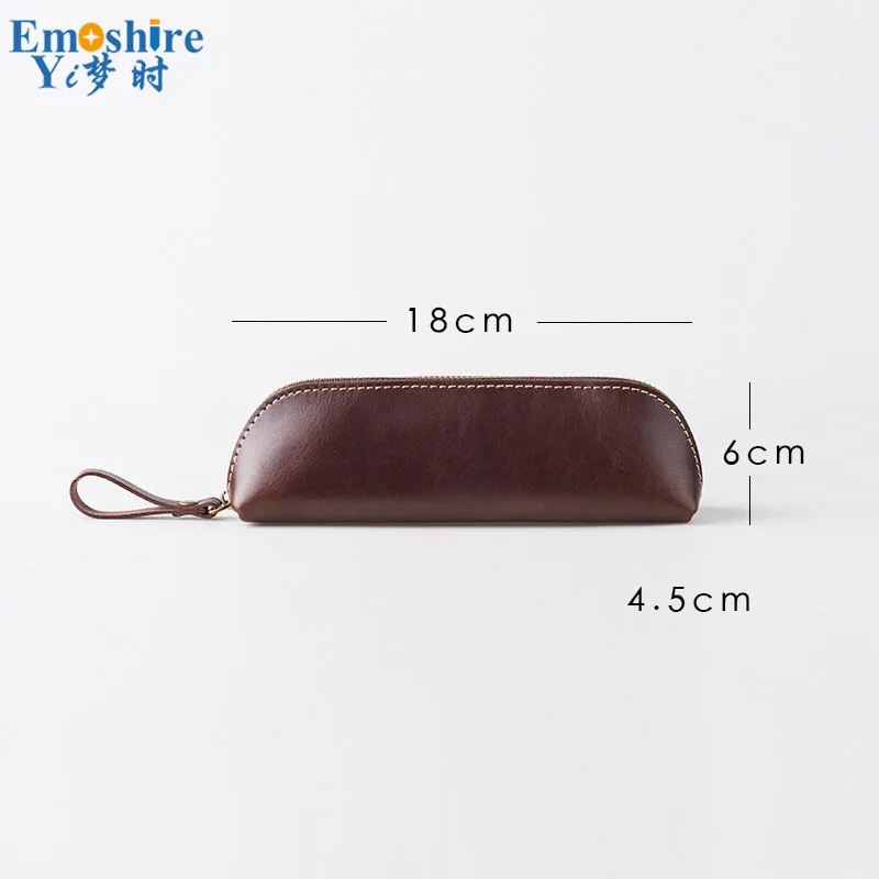 2018 Новое поступление пенала простого ретро хранения из кожи с ручной прошивкой молнией для канцелярских принадлежностей Пенал B275 на.