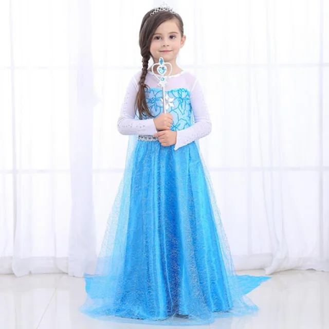 Elsa Dress 717 Платье Эльзы платье принцессы Эльзы для девочек платья костюмы для детей Эльзы и Анны маскарадные костюмы для детей голубое платье Эльзы - Цвет: Elsa Dress 717