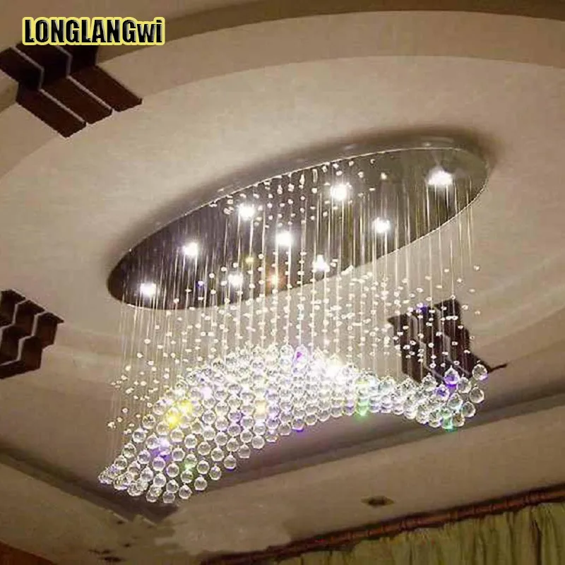 Oval modern crystal k9 LED chandeliers lamp for Hotel living room hall lighting chandelier | Лампы и освещение