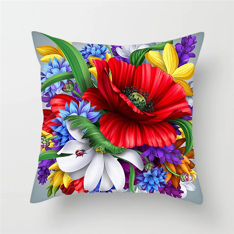 

Fuwatacchi Floral Print Cushion Cover Sunflower Peony Rose Pillow Cover Decorative Pillows Case cojines decorativos para sof