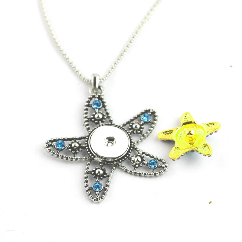 Bo world Starfish Snap Button Jewelry Pendant Necklace with Link chain Fit 18/20mm Women PN20 | Украшения и аксессуары
