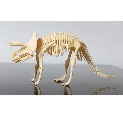 3D DIY динозавр Скелет собранные модели игрушки, 3d раскопки наборы для копания серии мини Трицератопс/Стегозавр/Велоцираптор головоломка игрушка - Цвет: Triceratops