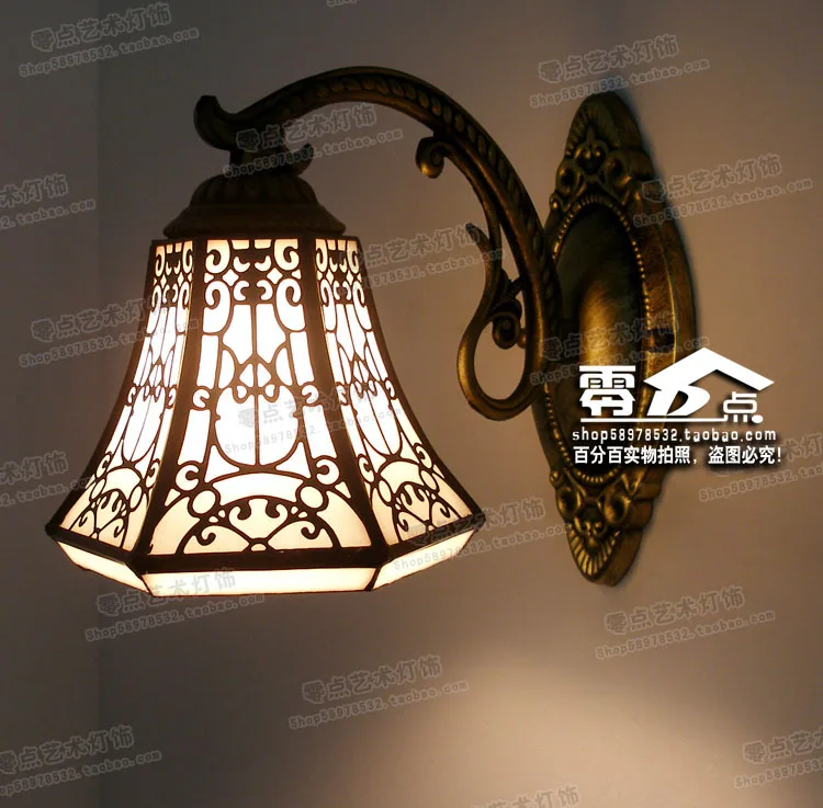 

Tiffany European Baroque mirror lamp single head Bohemia bathroom bedroom bedside iron wall lamp