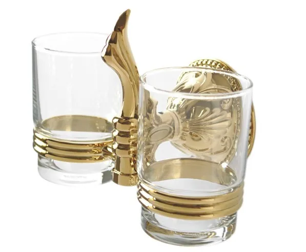 Бесплатная доставка держатель для стакана с золотым покрытием Ti PVD двойной