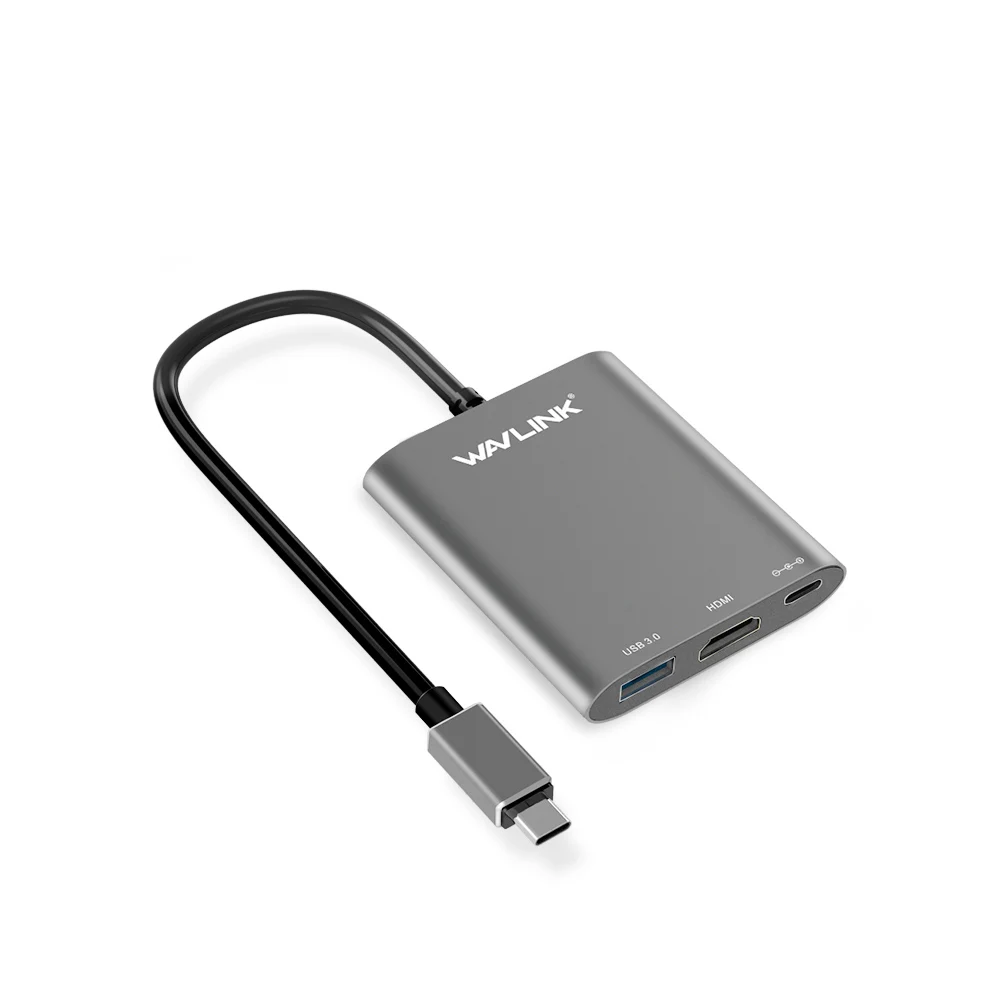 Wavlink Aluminum USB C Hub External Power USB 3.1 USB C Gen 2 Hub Super Speed Type C 2 Port Hub with HDMI 4K and Power Delivery
