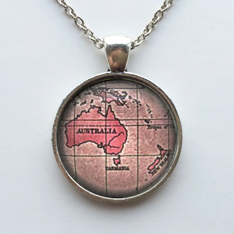 Австралию и Новую Зеландию Винтаж карта Цепочки ожерелья ювелирные изделия с