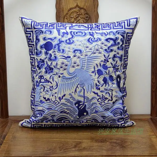 Полностью вышитые китайские наволочки с журавлем для подушек Рождественские