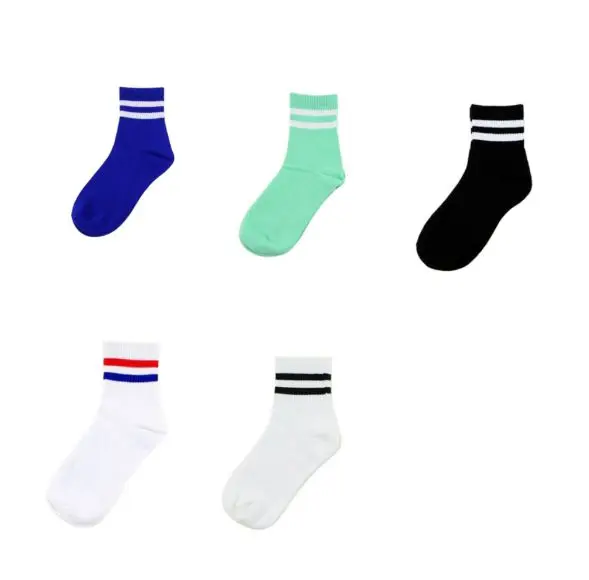 five pairs 10 шт. = 5 пар/лот, мягкие хлопковые женские носки в черно-белую полоску, утепленные короткие носки, стильные спортивные носки Harajuku Meias TJ211 - Цвет: five pairs