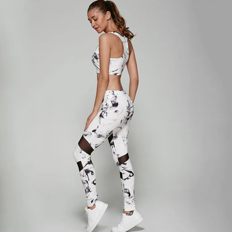 Женский сетчатый спортивный костюм с черным и белым принтом|tracksuit set|suit suitset suit |