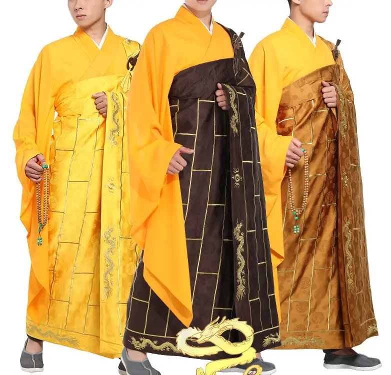 Буддийские костюмы с вышивкой монахов брифы shaolin халат zen lay халаты костюм платье