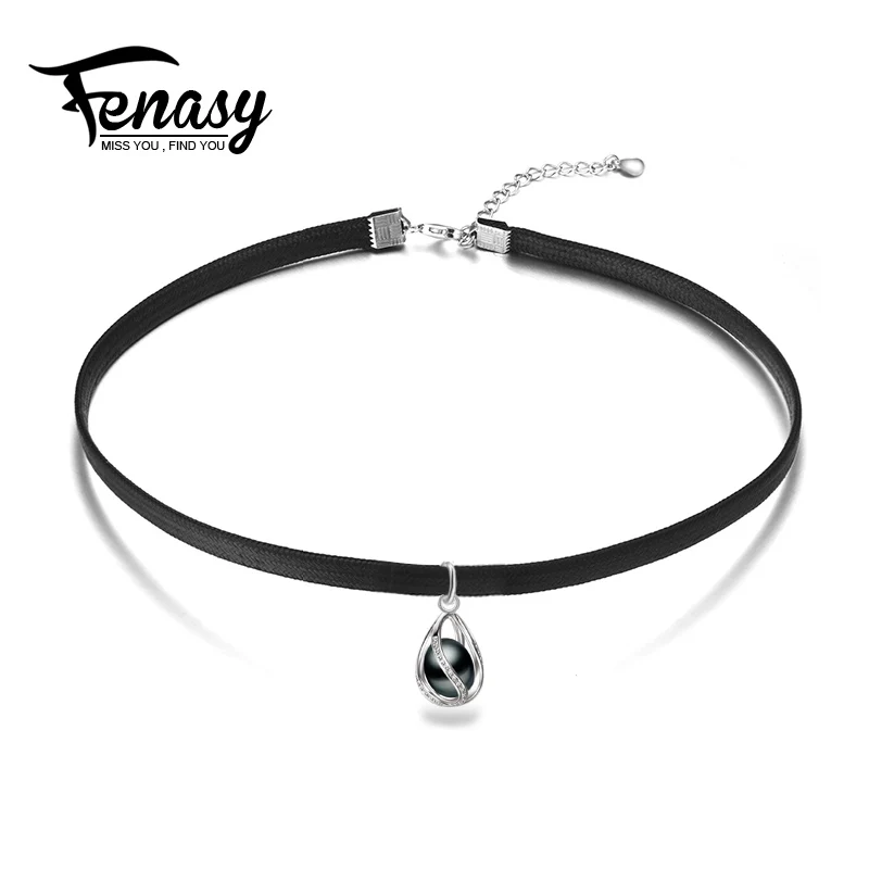 FENASY серебро 925 пробы модное жемчужное колье с кулоном в виде клетки Пресноводный