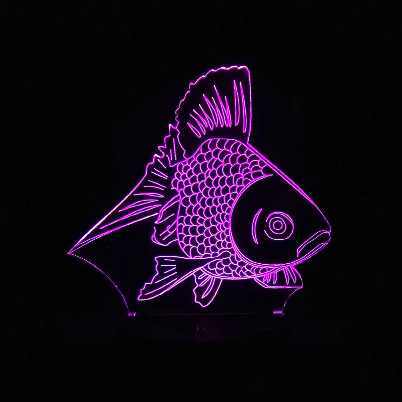 Новый мультфильм LED 3D золотая рыбка ночник 7 цветов Изменение Настольная лампа