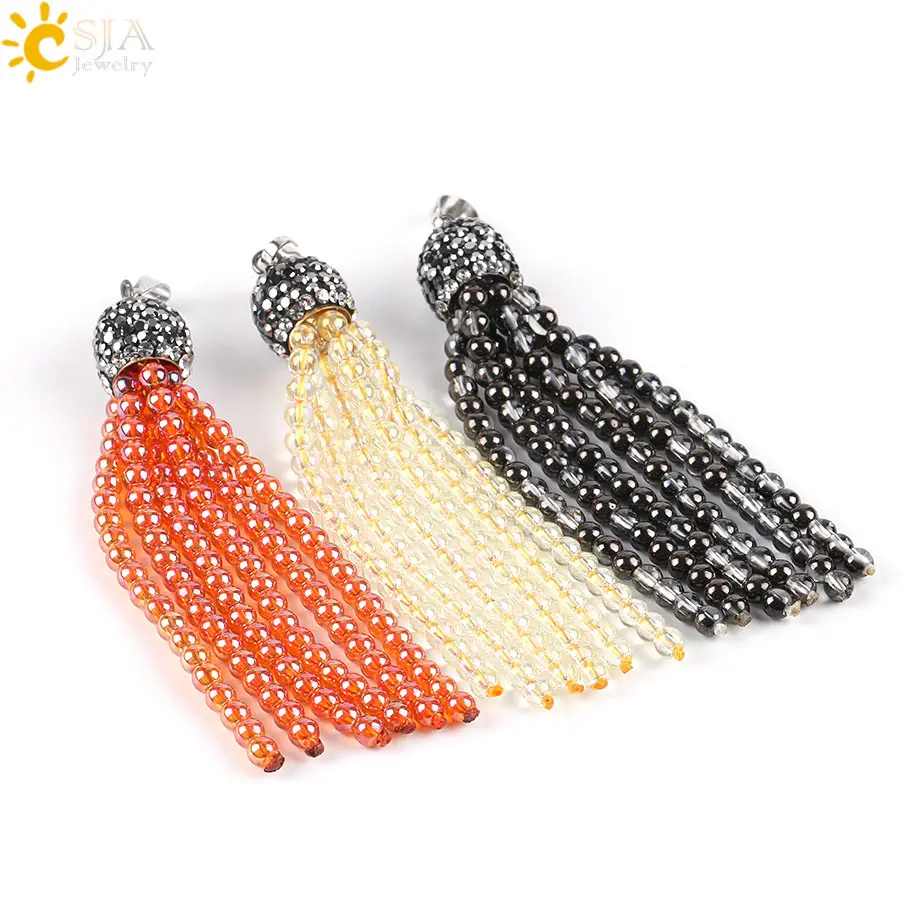 CSJA блестящие круглые стеклянные прозрачные бусины россыпью красное ожерелье