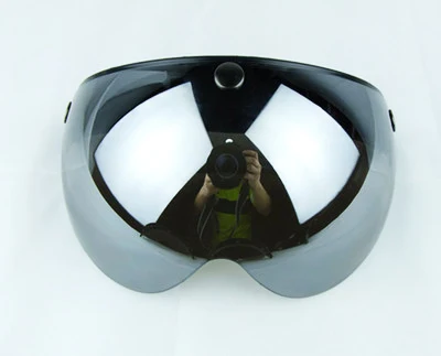 SILVER VISOR Мотоциклетный винтажный шлем, пузырьковый козырек, объектив, общий, 3 кнопки, зеркальный козырек, очки, щит, Ретро стиль, мотоциклетный шлем, очки - Цвет: SILVER VISOR