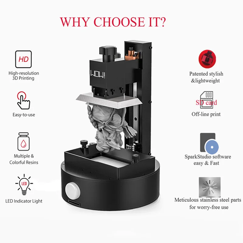 Рекламный светильник Sparkmaker, полимеризация 3D impresora 98*55*125 мм, объем сборки SLA/lcd/DLP 3d принтер, УФ полимерный 3d принтер