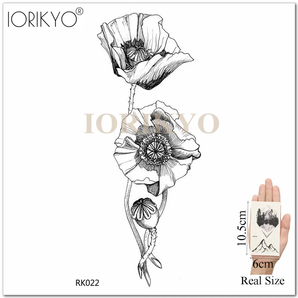 Женские модные тату наклейки IORIKYO на руку цветные флоры лаванда временные