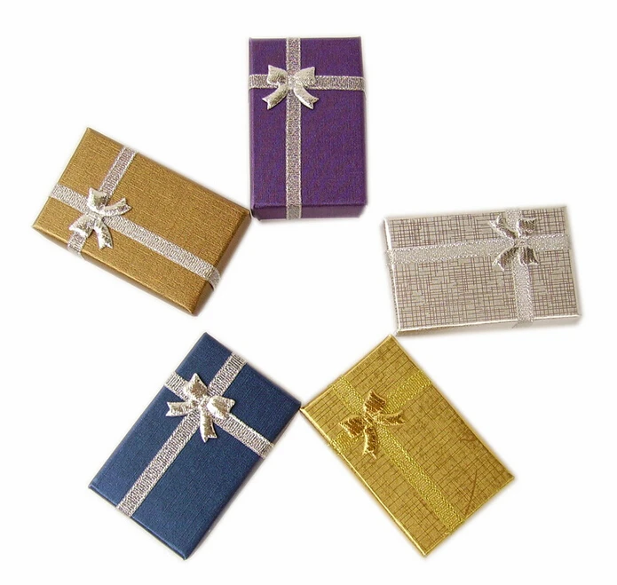 

48 шт./лот, Случайные Смешанные цвета с украшением в виде банта, коробки для ювелирных изделий, бумажная коробка, ожерелье/серьги/кольцо, Пода...