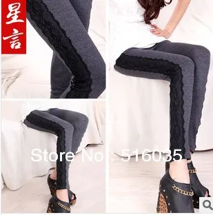 

Free Shipping Spring 2013 New Fall Winter Korean lace Decoration Women's Leggings pencil pants trousres 2 colors