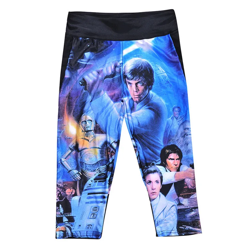 2015 брендовые леггинсы короткие Звездные войны цифровая печать тонкие джеггинсы