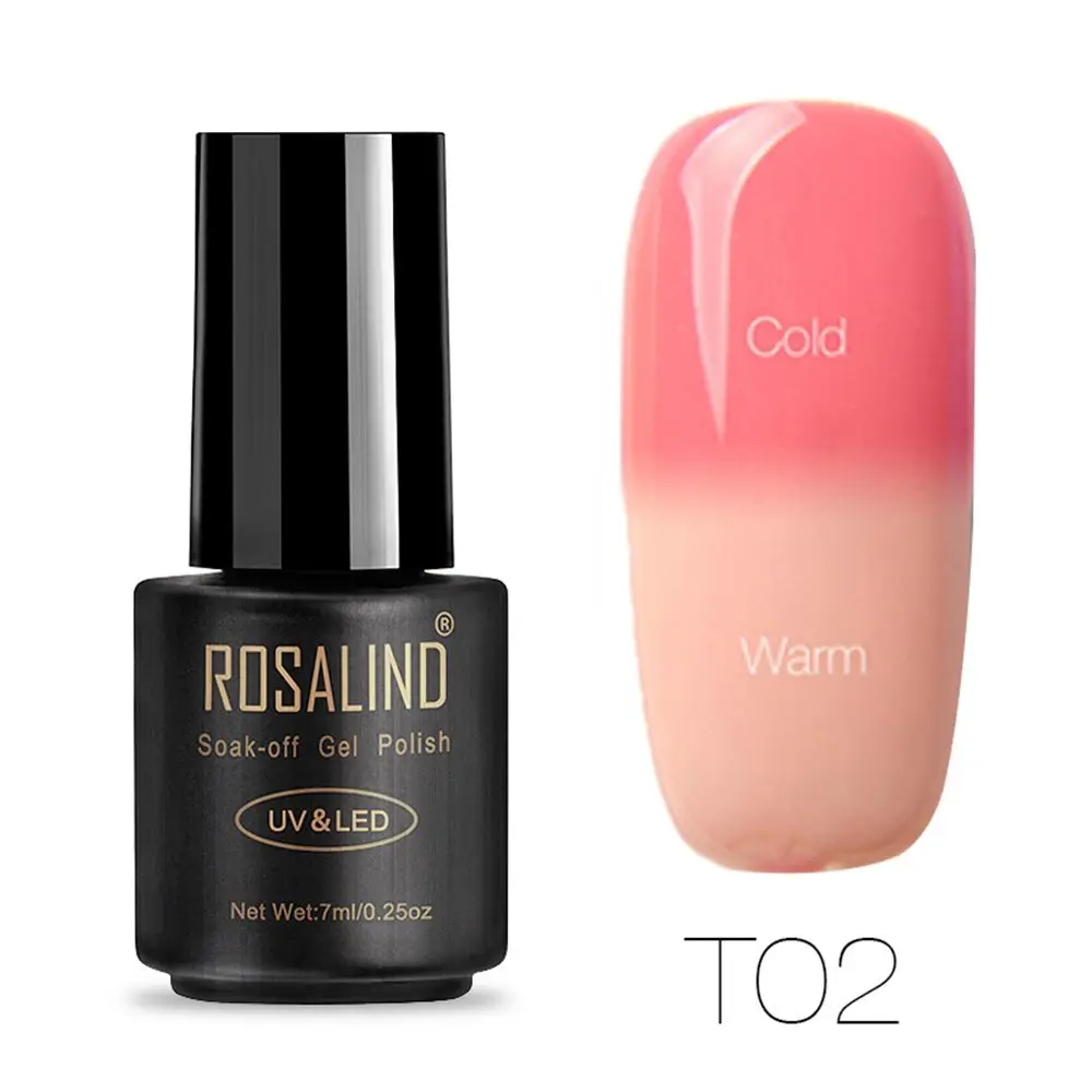 02 ROSALIND, 7 мл, Гель-лак для ногтей, меняющий температуру, гель для ногтей, дизайн ногтей, УФ светодиодный лак для ногтей, качественный Гель-лак для макияжа - Цвет: 02