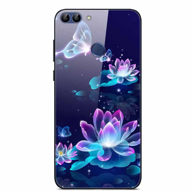 Чехол из закаленного стекла для Coque huawei P Smart, мягкий бампер, 3D печать, Funda для huawei P Smart, FIG-LX1 чехол для телефона