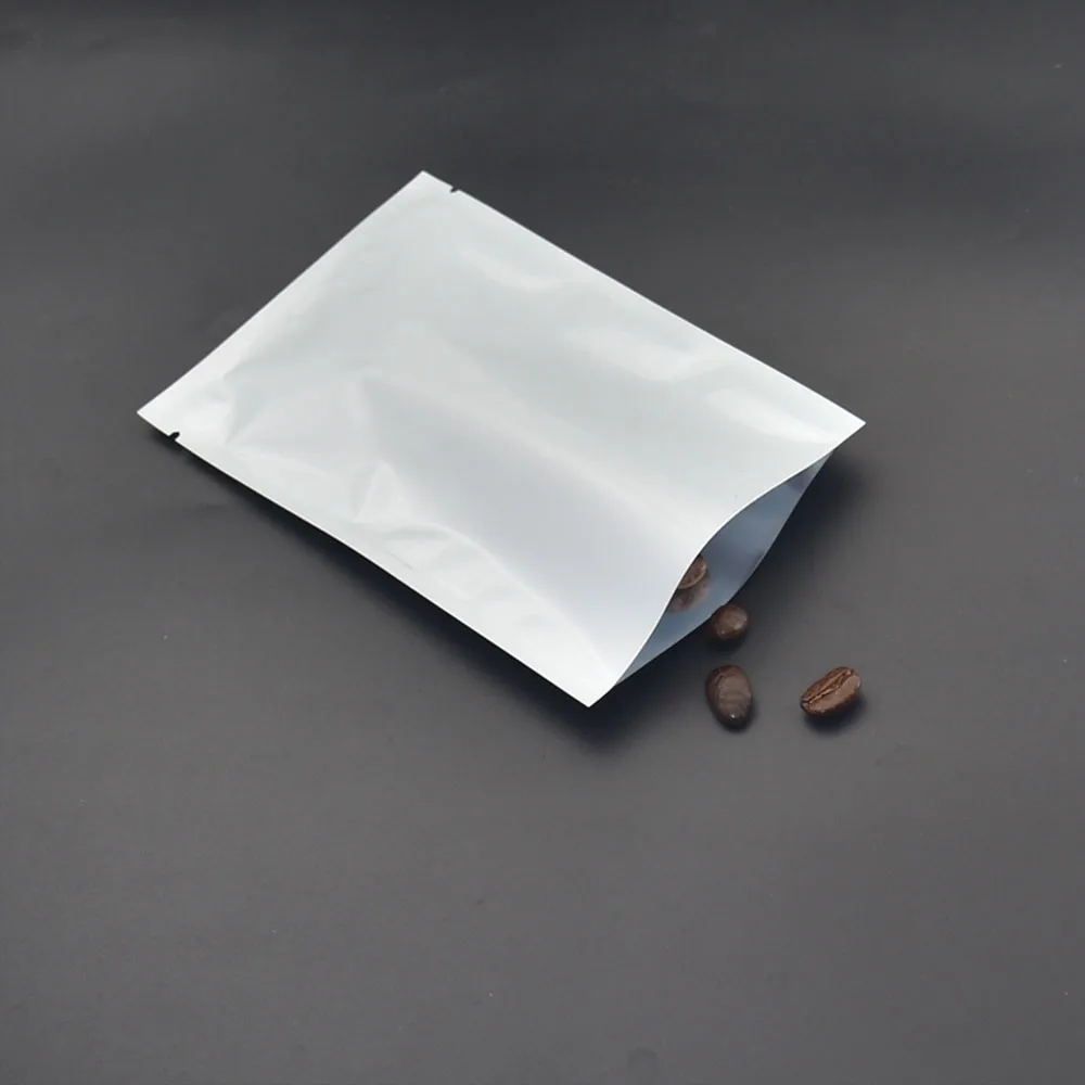 100pcs/lot White Flat Open Top Mylar Foil Bag Coffee Bean Snack Bulk Food Vacuum Package Aluminum Pouches Heat Sealable | Дом и сад